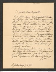 Nachlass Franz Steindachner, Brief von Oscar Andrevic Grimm an Franz Steindachner (09.10.1902), Inv.Nr. 177.01, Seite 1